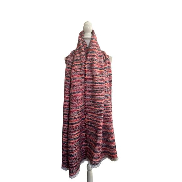 Free People Accessories - FREE PEOPLE BLANKET SCARF Orange Burgundy Oversized Art To Wear NWOT #5248